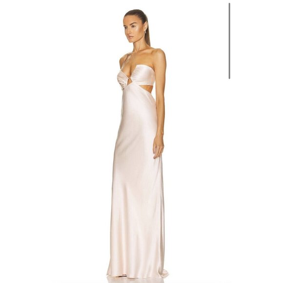 The Sei Slant Bias Gown Pearl White Silk Party Cocktai - Picture 3 of 4